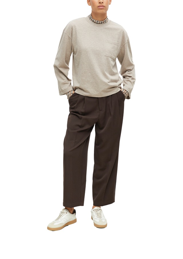 s.Oliver Rundhalsshirt Langarmshirt / Sweatshirt mit Brusttasche / Weite Arme