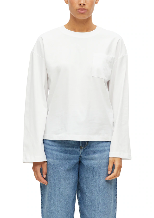 s.Oliver Rundhalsshirt Langarmshirt / Sweatshirt mit Brusttasche / Weite Arme