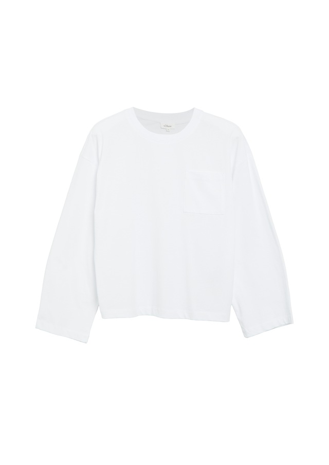 s.Oliver Rundhalsshirt Langarmshirt / Sweatshirt mit Brusttasche / Weite Arme