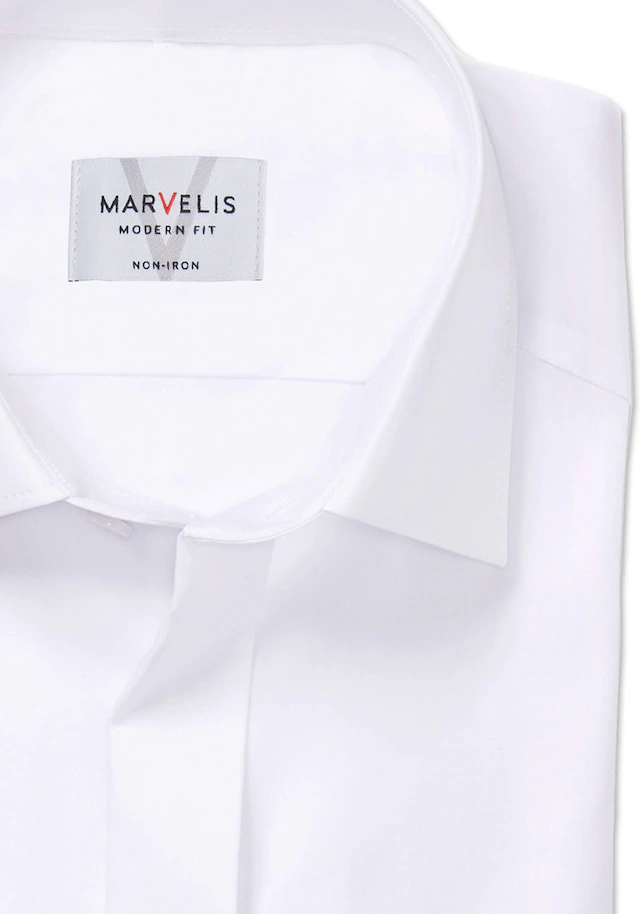 MARVELIS Langarmhemd Umschlagmanschette, New-Kentkragen, modern fit, bügelfrei