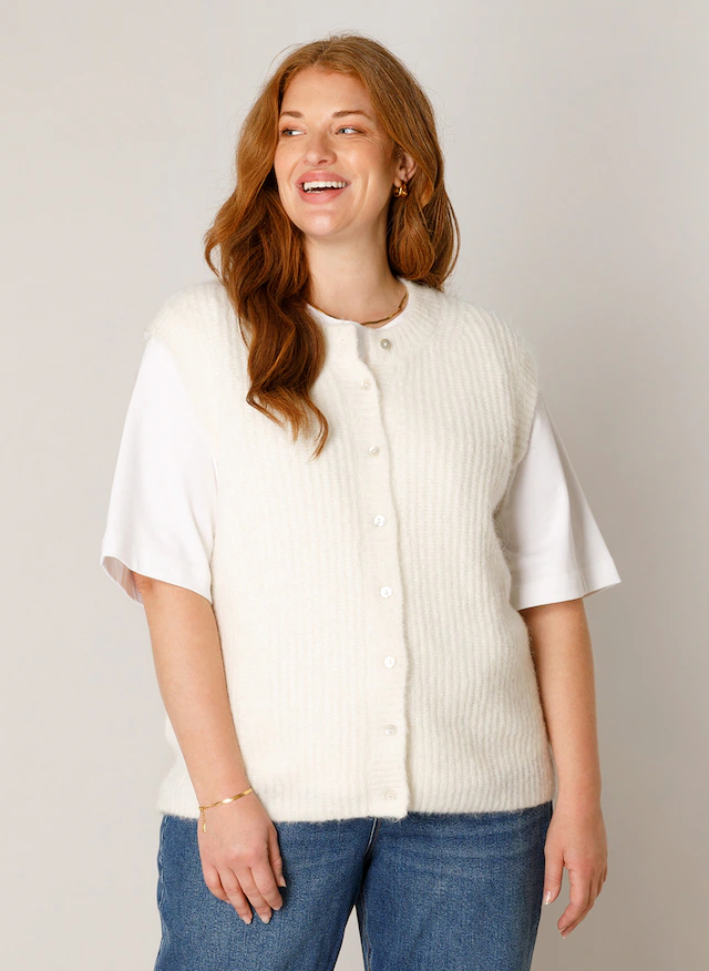 Base Level Curvy Strickweste »Nelly« Ärmellos - mit Knopfleiste / Große Größen