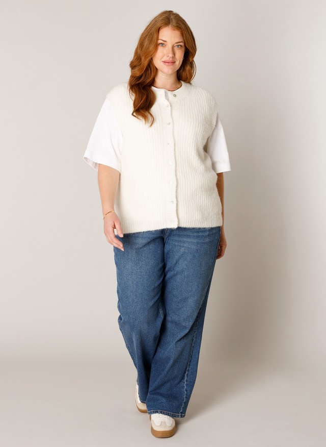 Base Level Curvy Strickweste »Nelly« Ärmellos - mit Knopfleiste / Große Größen
