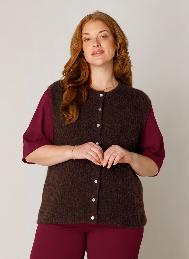 Base Level Curvy Strickweste »Nelly« Ärmellos - mit Knopfleiste / Große Größen