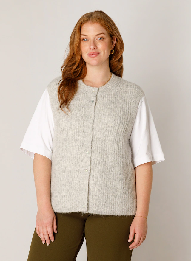 Base Level Curvy Strickweste »Nelly« Ärmellos - mit Knopfleiste / Große Größen