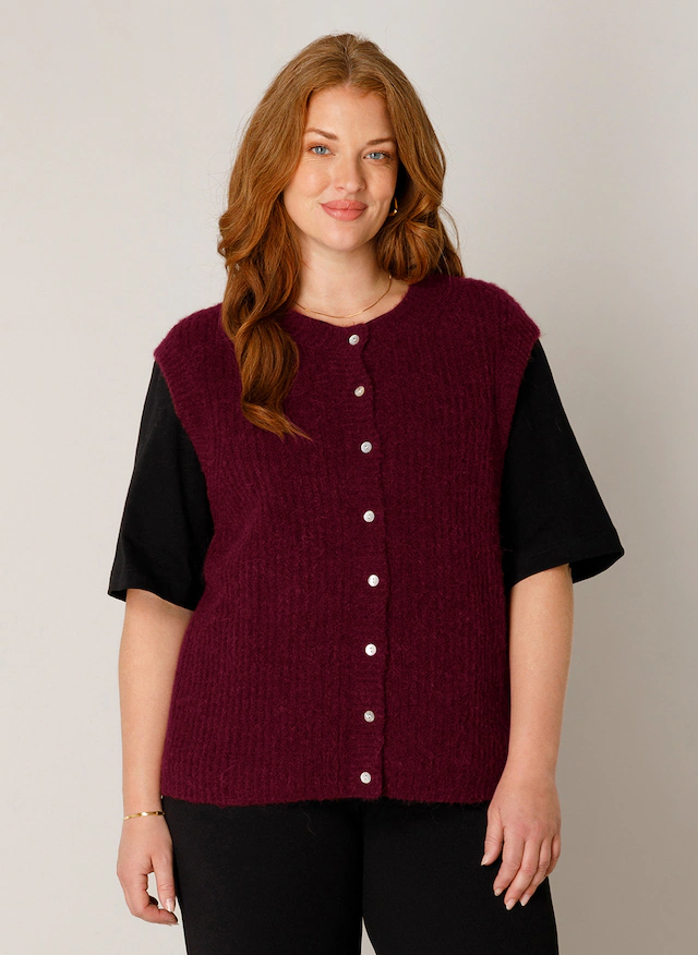Base Level Curvy Strickweste »Nelly« Ärmellos - mit Knopfleiste / Große Größen