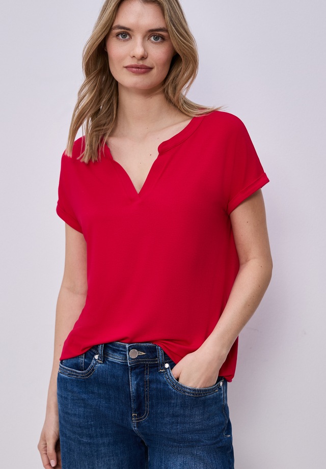 STREET ONE T-Shirt mit geschlitztem Rundhalsausschnitt