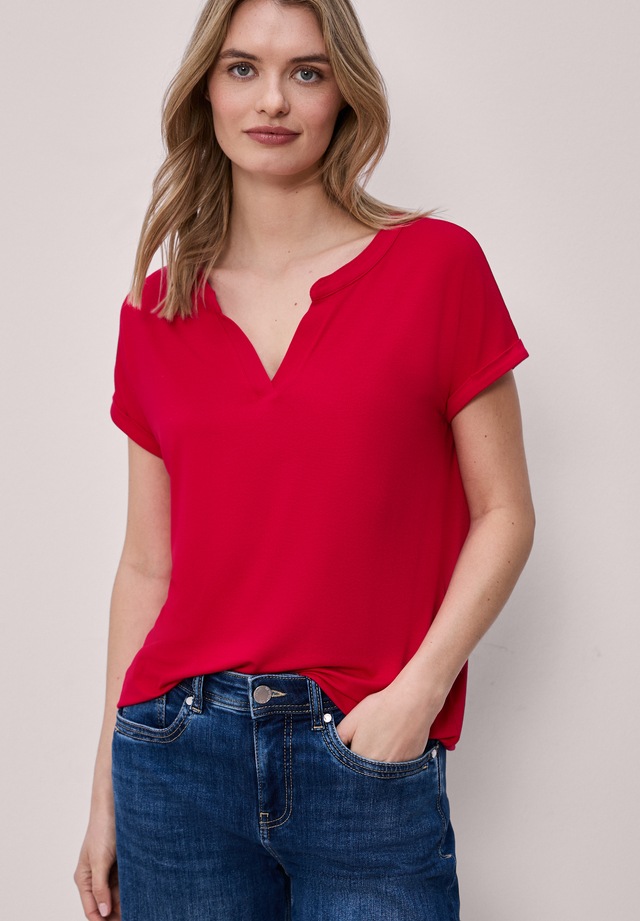 STREET ONE T-Shirt mit geschlitztem Rundhalsausschnitt