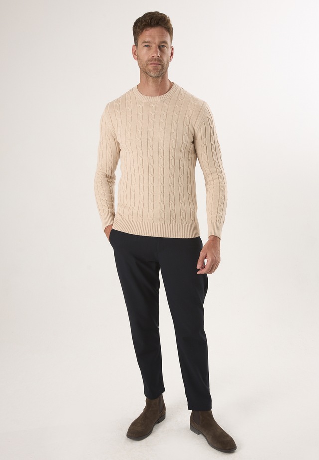 Felix Hardy Rundhalspullover »Pullover mit Rundhalsausschnitt aus Kabelstrick«