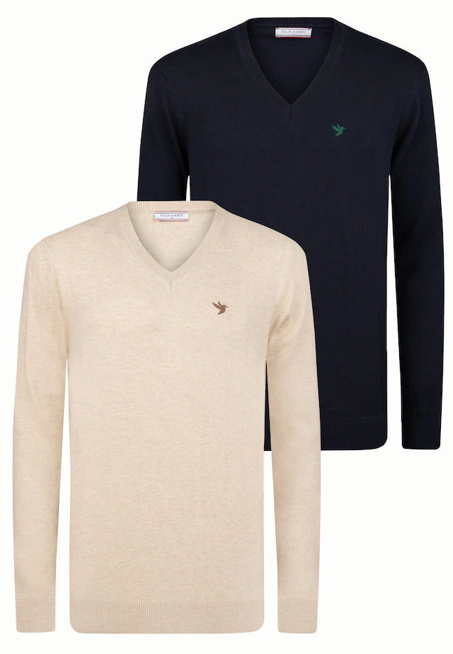 Felix Hardy V-Ausschnitt-Pullover »Pullover mit V-Ausschnitt 2er-Pack« Set,