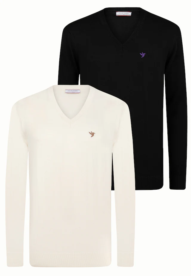 Felix Hardy V-Ausschnitt-Pullover »Pullover mit V-Ausschnitt 2er-Pack« Set,