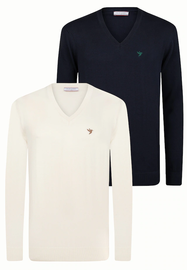 Felix Hardy V-Ausschnitt-Pullover »Pullover mit V-Ausschnitt 2er-Pack« Set,