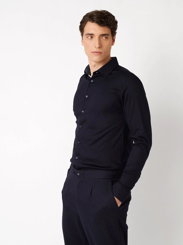 DESOTO Langarmhemd »Jersey Casual Kent« Businesshemd, Jersey, Kentkragen, slim fit
