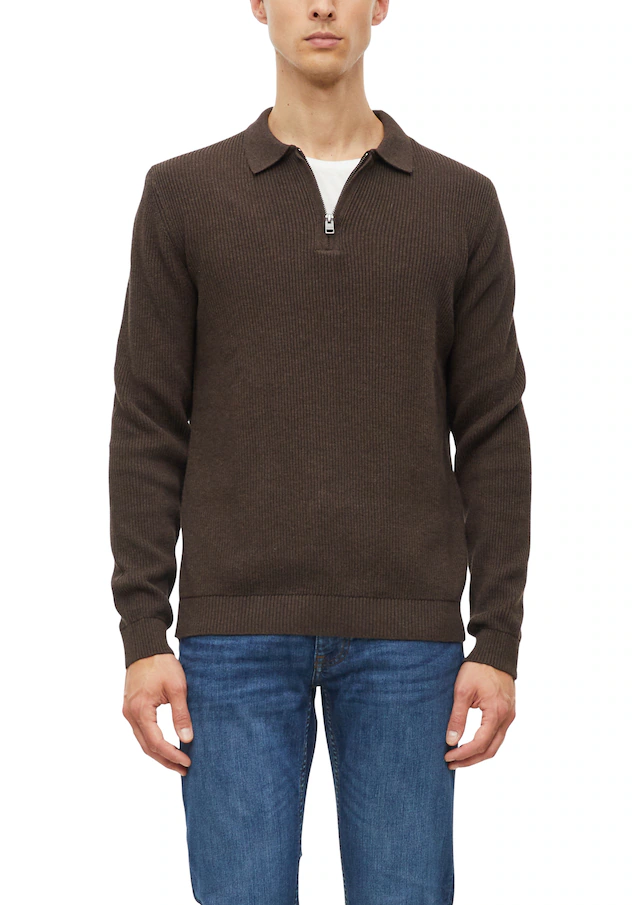 s.Oliver Strickpullover Winterpullover im Troyerlook und mit Hemdkragen