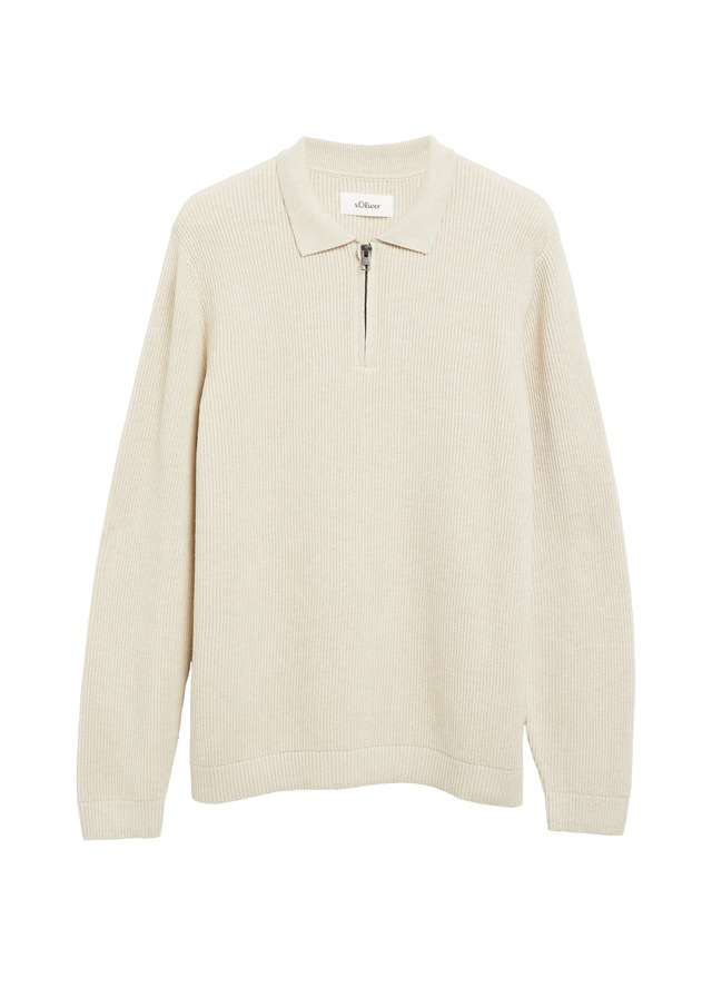 s.Oliver Strickpullover Winterpullover im Troyerlook und mit Hemdkragen