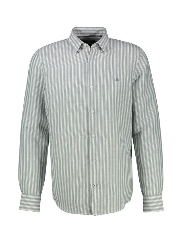 LERROS Leinenhemd »Gestreiftes Langarmhemd aus Leinen-Baumwoll-Mix« Gestreift, 55% Leinen, 45% Baumwolle, Button‑down, 2‑Knopf