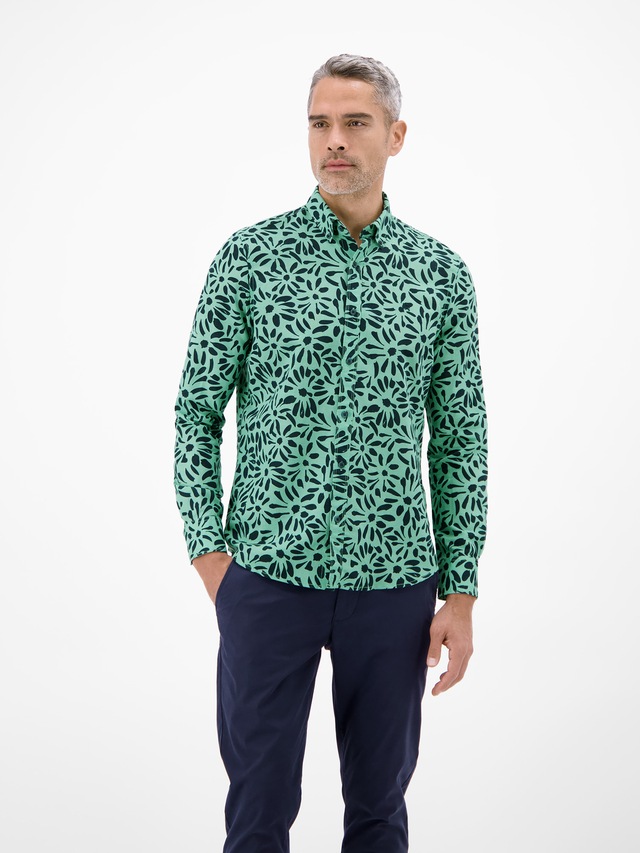 LERROS Leinenhemd »Langarmhemd mit floralem Print aus Mischgewebe« Baumwoll‑Leinen Mix, hautfreundlich, ideal für warme Tage, langarm
