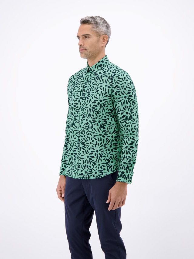 LERROS Leinenhemd »Langarmhemd mit floralem Print aus Mischgewebe« Baumwoll‑Leinen Mix, hautfreundlich, ideal für warme Tage, langarm