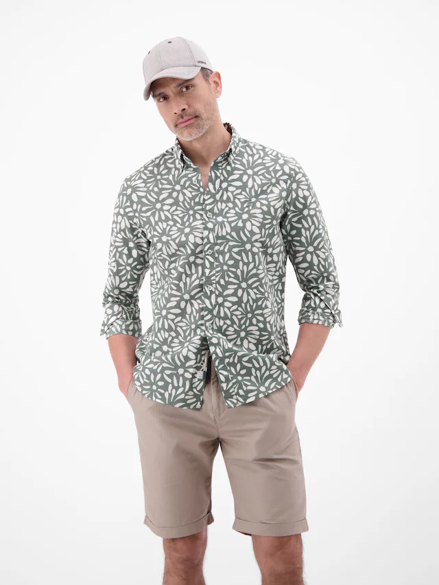 LERROS Leinenhemd »Langarmhemd mit floralem Print aus Mischgewebe« Baumwoll‑Leinen Mix, hautfreundlich, ideal für warme Tage, langarm