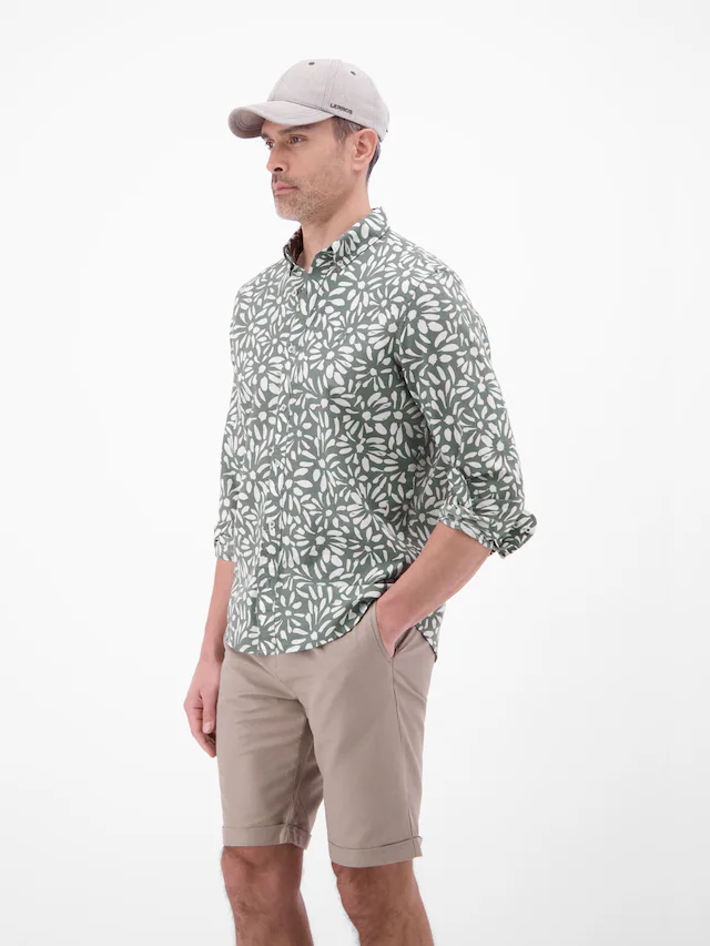 LERROS Leinenhemd »Langarmhemd mit floralem Print aus Mischgewebe« Baumwoll‑Leinen Mix, hautfreundlich, ideal für warme Tage, langarm