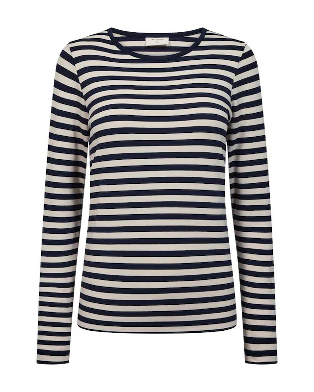 FREEQUENT Langarmshirt »FQLIANA-TEE« im Streifen-Look / Viskose-Stretch