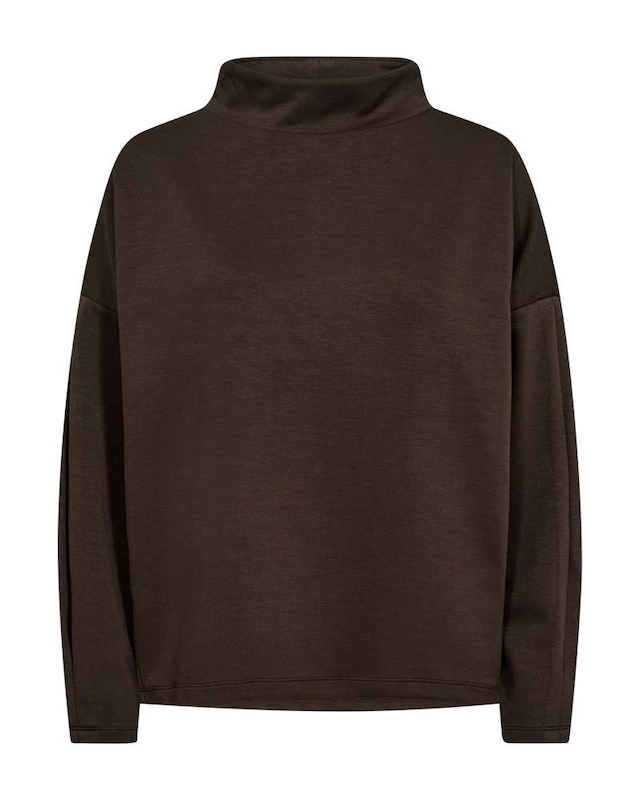 FREEQUENT Langarmshirt mit Stehkragen / Viskose-Stretch