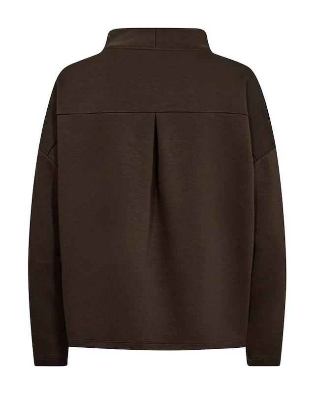 FREEQUENT Langarmshirt mit Stehkragen / Viskose-Stretch