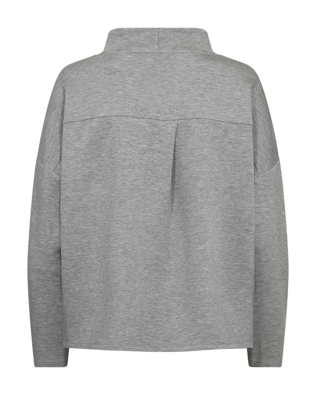 FREEQUENT Langarmshirt mit Stehkragen / Viskose-Stretch