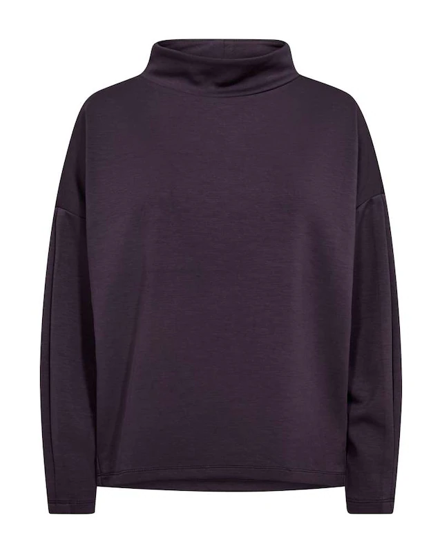 FREEQUENT Langarmshirt mit Stehkragen / Viskose-Stretch