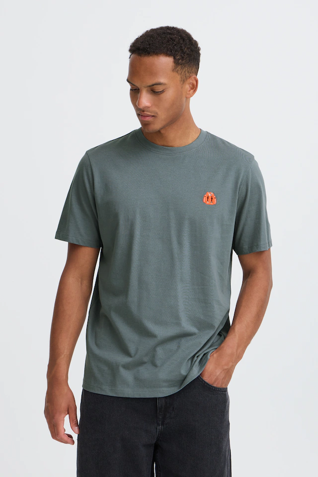 Blend Rundhalsshirt »BHLOGAN S/S EMB TEE« Baumwolle, regular fit