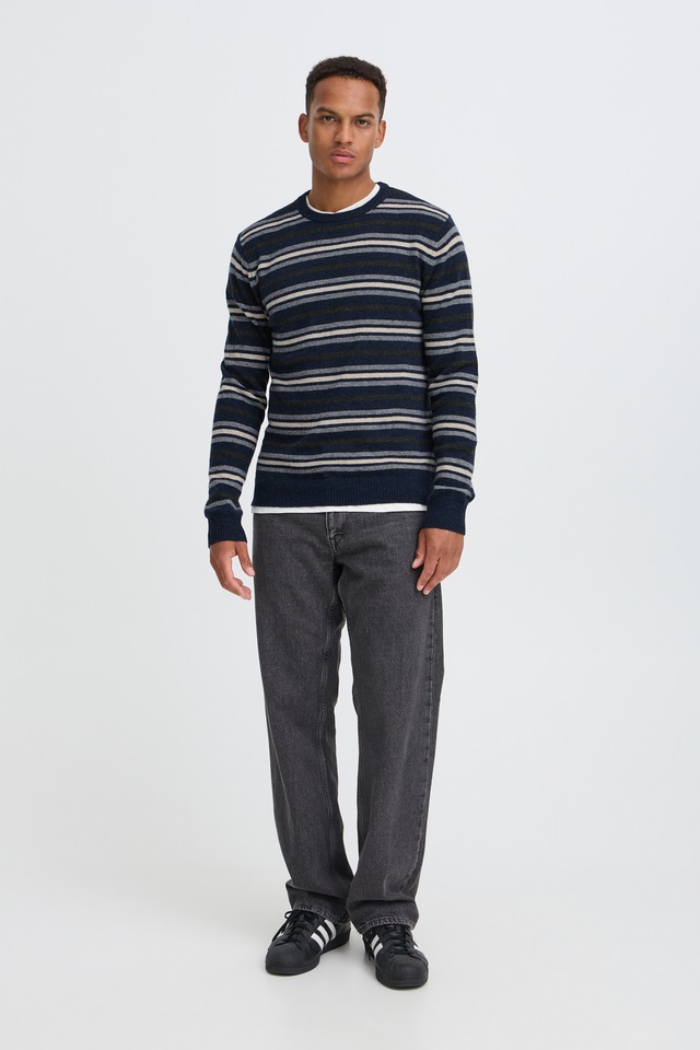 Blend Rundhalspullover »BHBRANKO CREW KNIT STRIPE« Wollmischung, regular fit