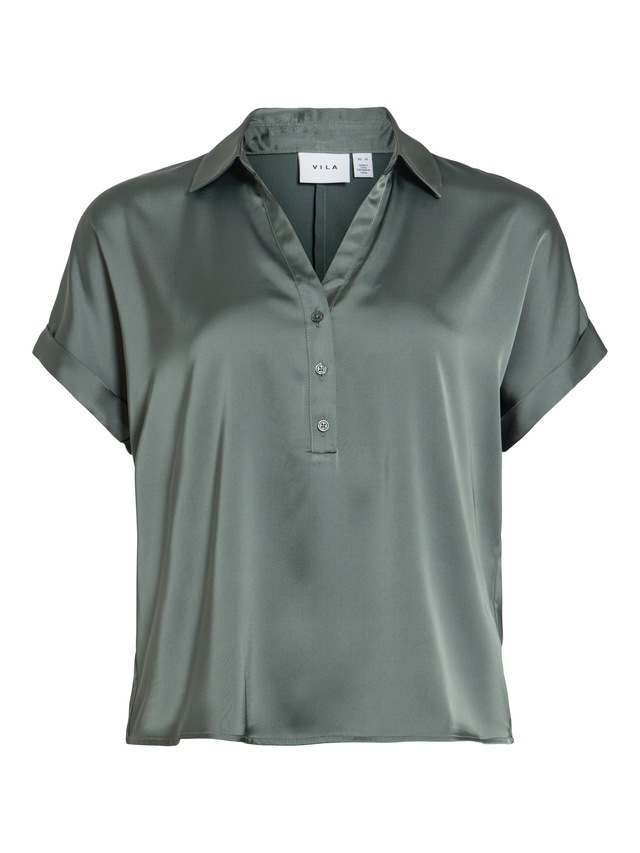Vila Kurzarmbluse »VIENNA RAVENNA S/S TOP - NOOS« Kunstfaser, regular fit