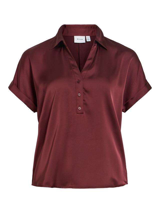 Vila Kurzarmbluse »VIENNA RAVENNA S/S TOP - NOOS« Kunstfaser, regular fit