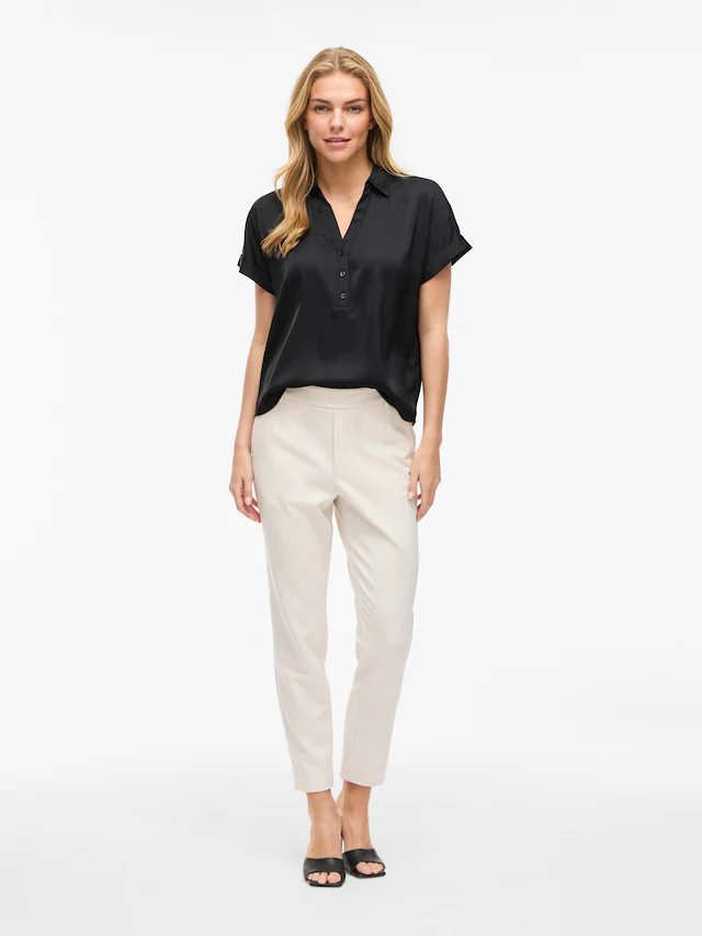 Vila Kurzarmbluse »VIENNA RAVENNA S/S TOP - NOOS« Kunstfaser, regular fit