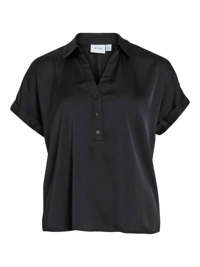 Vila Kurzarmbluse »VIENNA RAVENNA S/S TOP - NOOS« Kunstfaser, regular fit