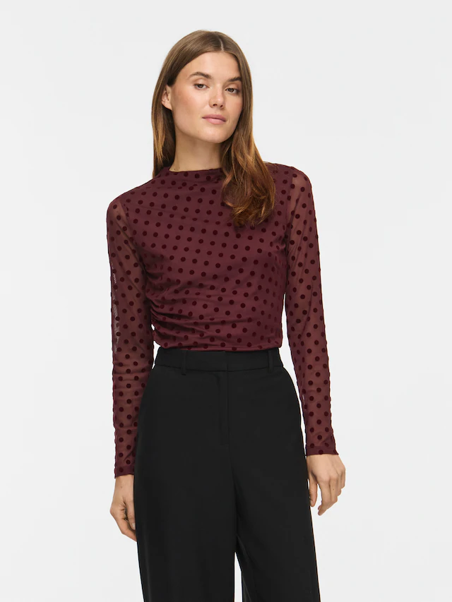 Vila Langarmshirt »VIRIKKE L/S FUNNEL NECK TOP - NOOS« Materialmix, eng geschnitten