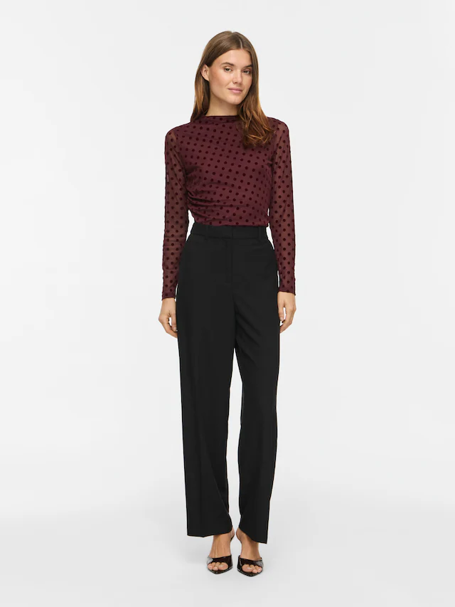 Vila Langarmshirt »VIRIKKE L/S FUNNEL NECK TOP - NOOS« Materialmix, eng geschnitten