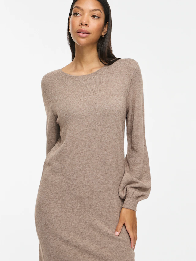 Vila Strickkleid »VIRIL L/S VOLUME SLEEVE KNIT DRESS-NOOS« Materialmix, normal geschnitten