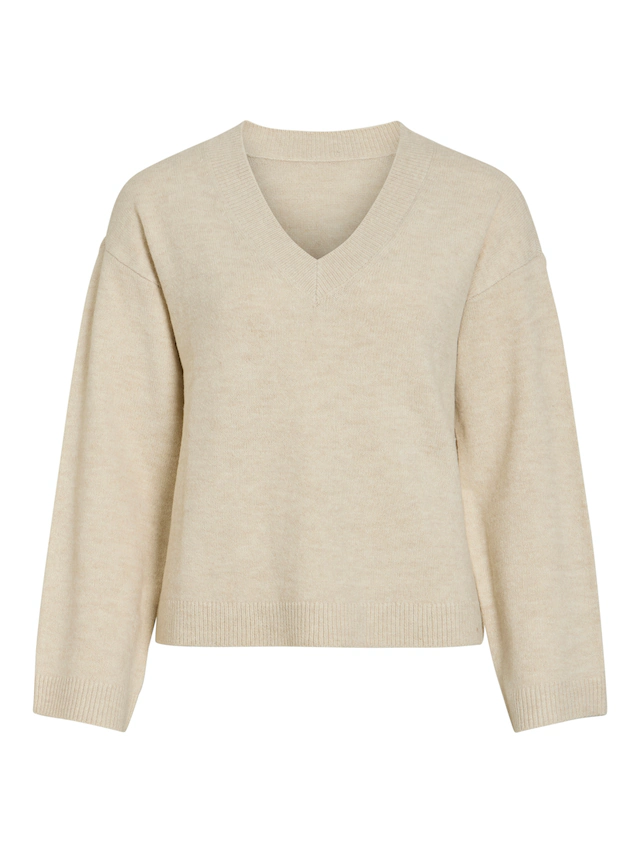 Vila Strickpullover »VILIGA L/S REV V-NECK KNIT TOP - NOOS« Regular Fit, aus Materialmix mit elastischen Eigenschaften