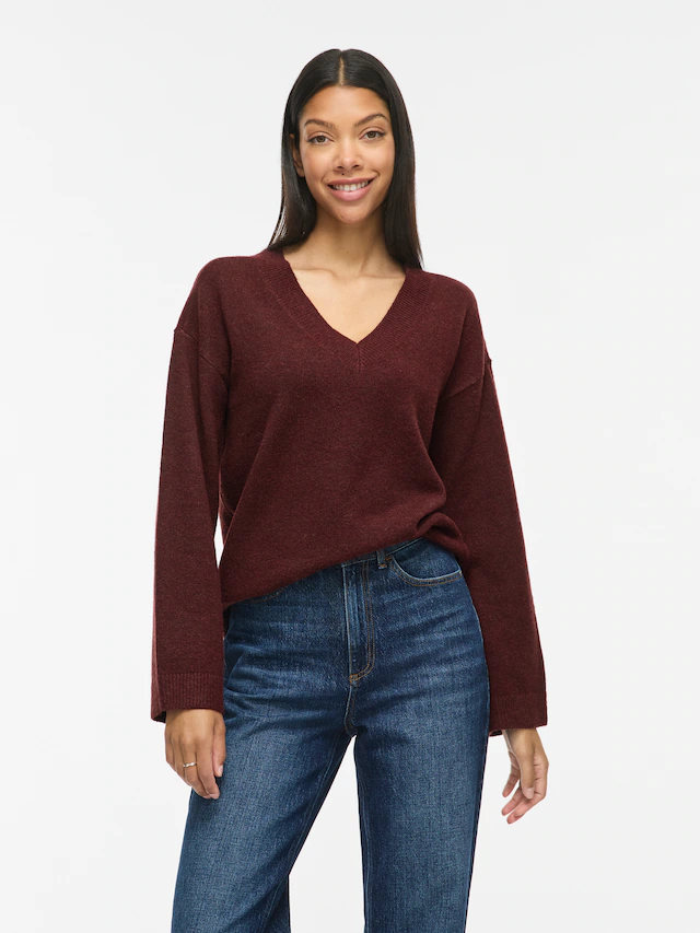 Vila Strickpullover »VILIGA L/S REV V-NECK KNIT TOP - NOOS« Regular Fit, aus Materialmix mit elastischen Eigenschaften