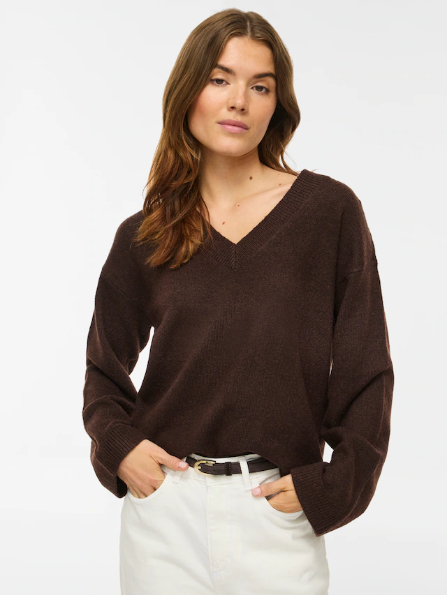 Vila Strickpullover »VILIGA L/S REV V-NECK KNIT TOP - NOOS« Regular Fit, aus Materialmix mit elastischen Eigenschaften