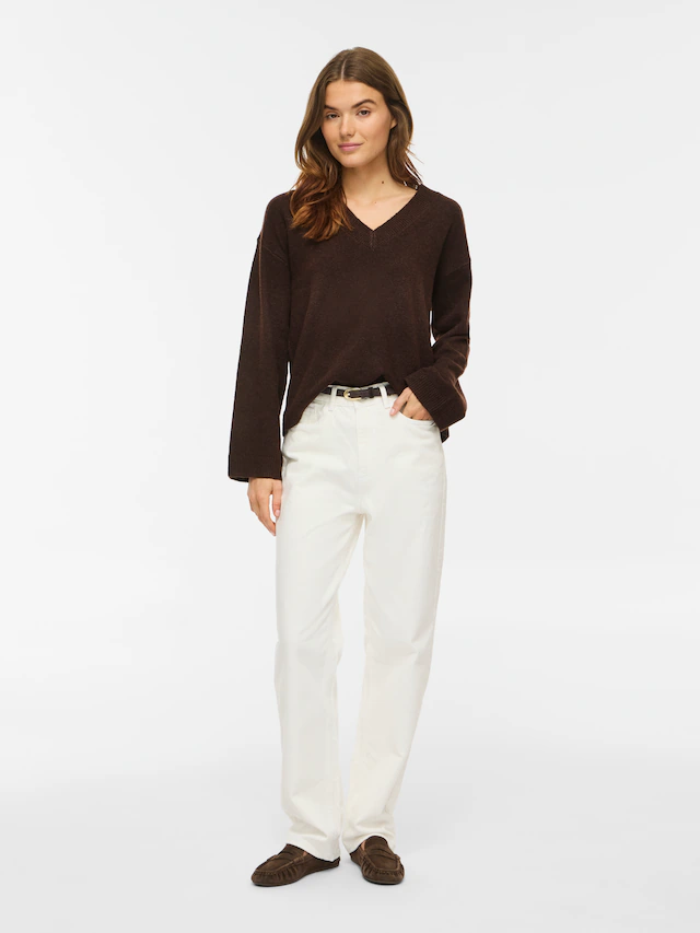 Vila Strickpullover »VILIGA L/S REV V-NECK KNIT TOP - NOOS« Regular Fit, aus Materialmix mit elastischen Eigenschaften