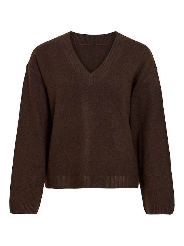 Vila Strickpullover »VILIGA L/S REV V-NECK KNIT TOP - NOOS« Regular Fit, aus Materialmix mit elastischen Eigenschaften