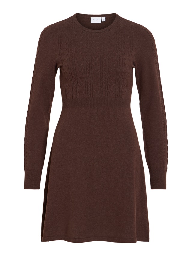 Vila Minikleid »VIKERRY O-NECK L/S CABLE KNIT DRESS NOOS« aus Materialmix mit Viskose