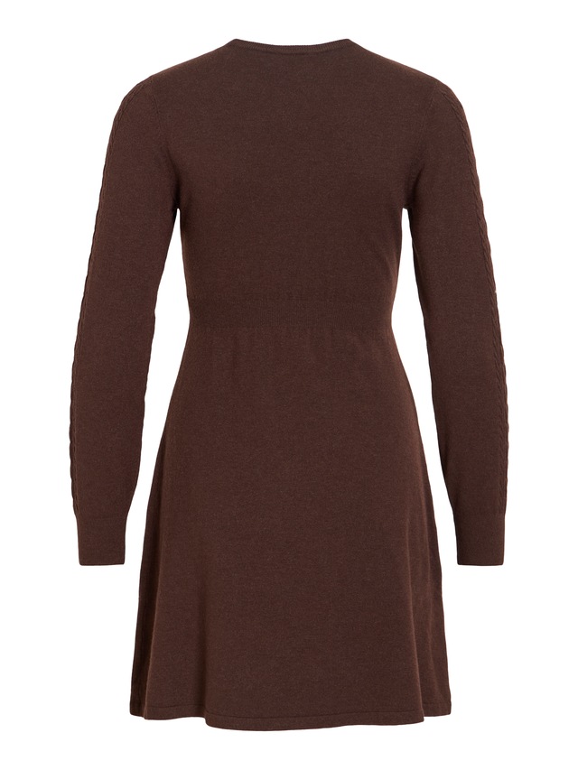Vila Minikleid »VIKERRY O-NECK L/S CABLE KNIT DRESS NOOS« aus Materialmix mit Viskose