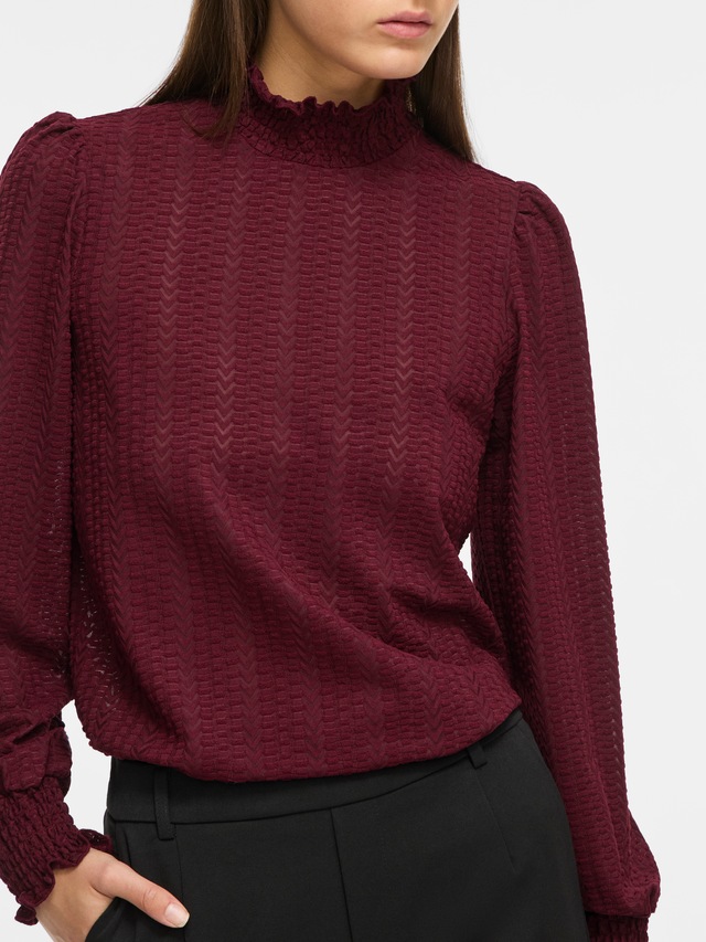 Vila Stehkragenshirt »VILYRI L/S SMOCK TOP - NOOS« Materialmix