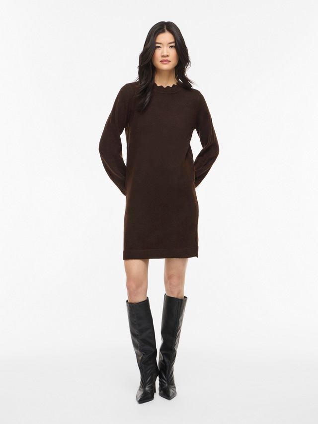Vila Strickkleid »VINIKOLINA O-NECK L/S KNIT DRESS - NOOS« Materialmix, regular fit