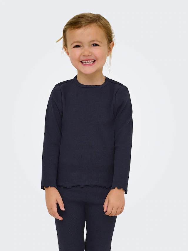 KIDS ONLY Langarmshirt »KMGTRINNY SLD LS ONECK TOP JRS NOOS« aus Baumwollmischung, figurbetonte Passform, mit Jersey und Rippware