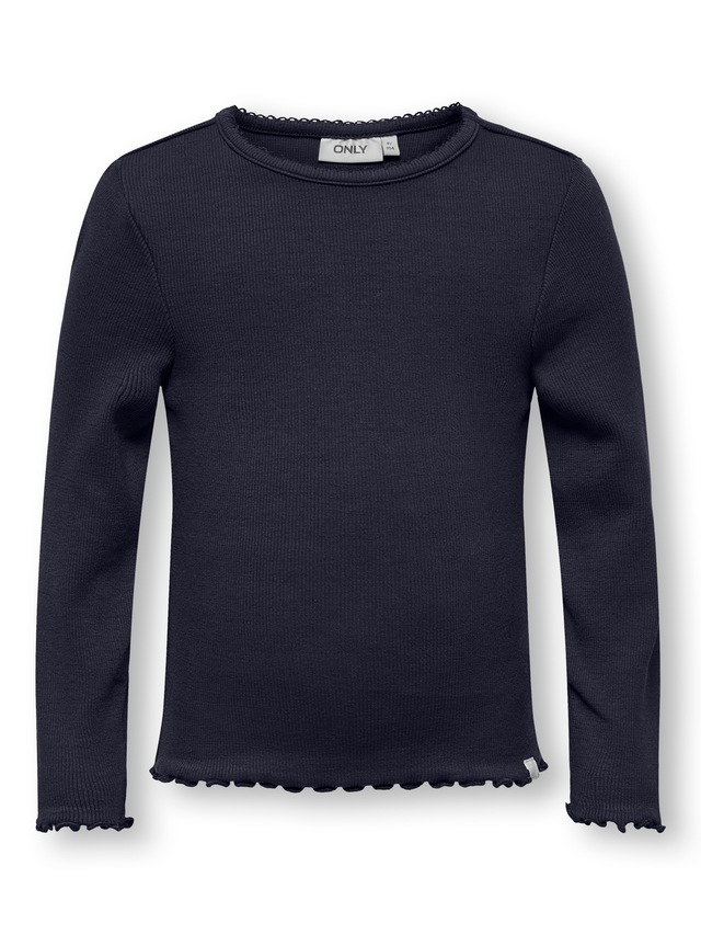 KIDS ONLY Langarmshirt »KMGTRINNY SLD LS ONECK TOP JRS NOOS« aus Baumwollmischung, figurbetonte Passform, mit Jersey und Rippware