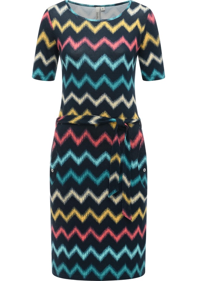 Ragwear Sommerkleid »Taggiana Print YOUMODO« Eingrifftaschen Damen Midikleid mit Taillenband und Taschen
