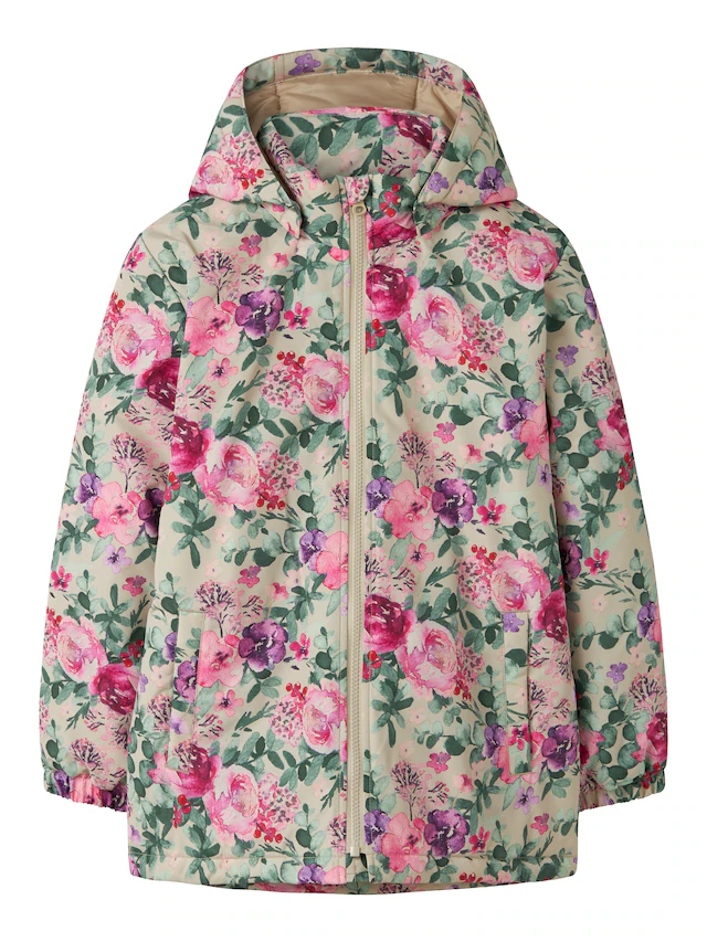 Name It Outdoorjacke »NKFMAXI JACKET PA AOP NOOS« mit Kapuze Kunstfaser, reflektierendes Detail, wasserabweisend